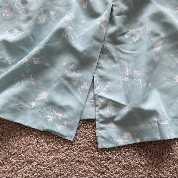 Oak + Fort Light Blue Floral Front Tie Long Dress Sz M Lightweight Pockets - Picture 5 of 11